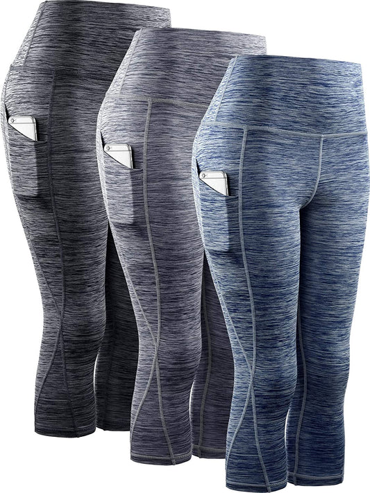 Women'S Yoga Running Capris Tummy Control High Waist Workout Pants