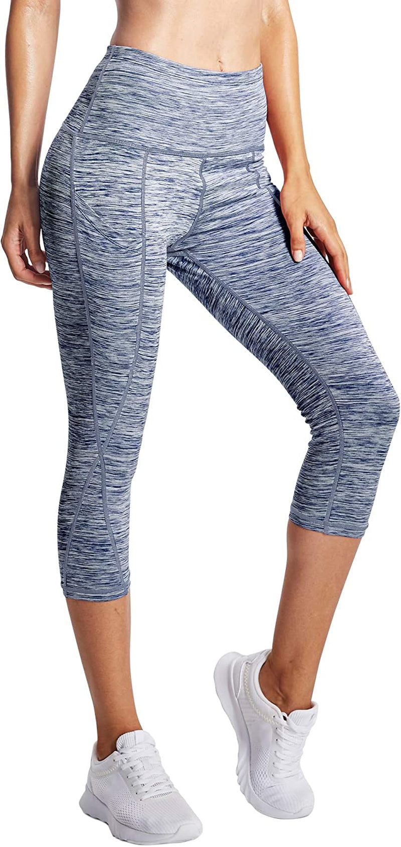 Women'S Yoga Running Capris Tummy Control High Waist Workout Pants
